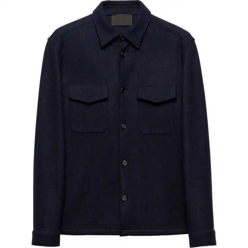 Prada triangle-logo wool shirt