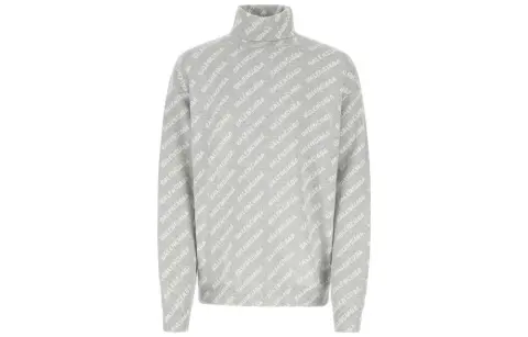 Balenciaga Allover Logo Turtleneck Knit Jumper
