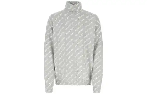 Balenciaga Allover Logo Turtleneck Knit Jumper