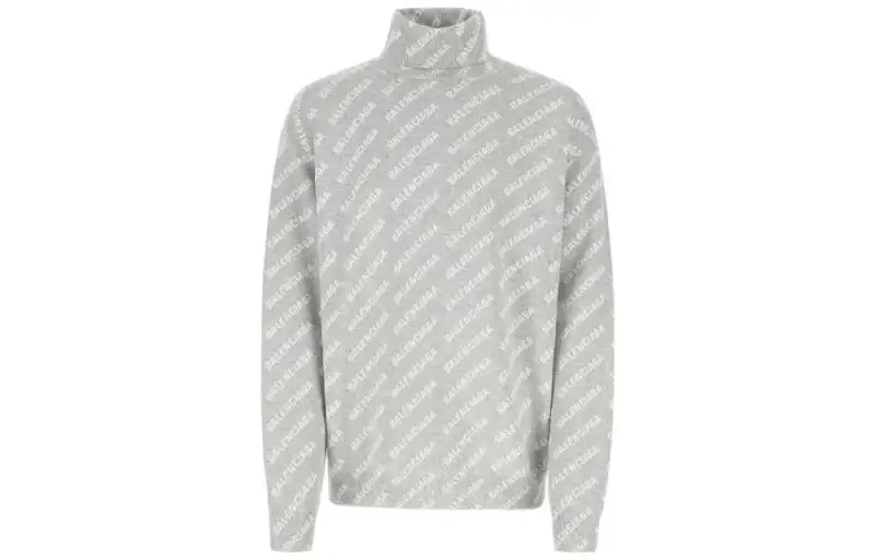 Balenciaga Allover Logo Turtleneck Knit Jumper