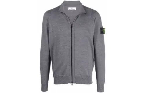 STONE ISLAND Sweaters Men's Gray Lapel Moderate Cardigan