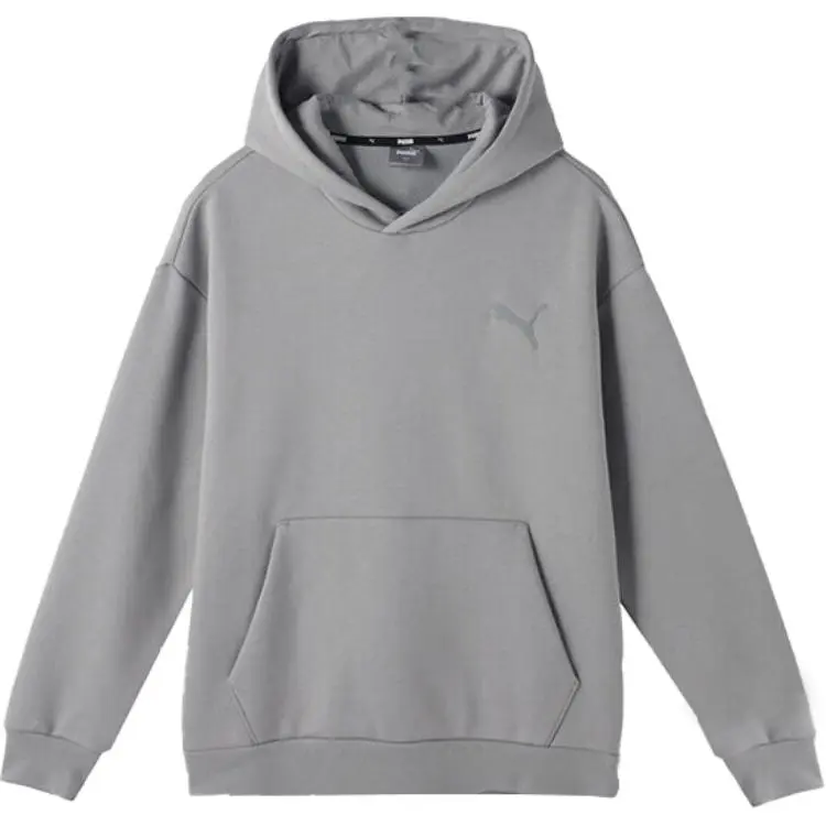PUMA Elevated HOODIE FL Athleisure Fleece Lined Loose Fit Sweatshirt Men's Gray
