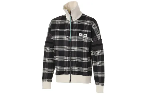 PUMA X RHUDE XTG Knitwear Men's Black White Plaid Turtleneck Moderate Straight Fit