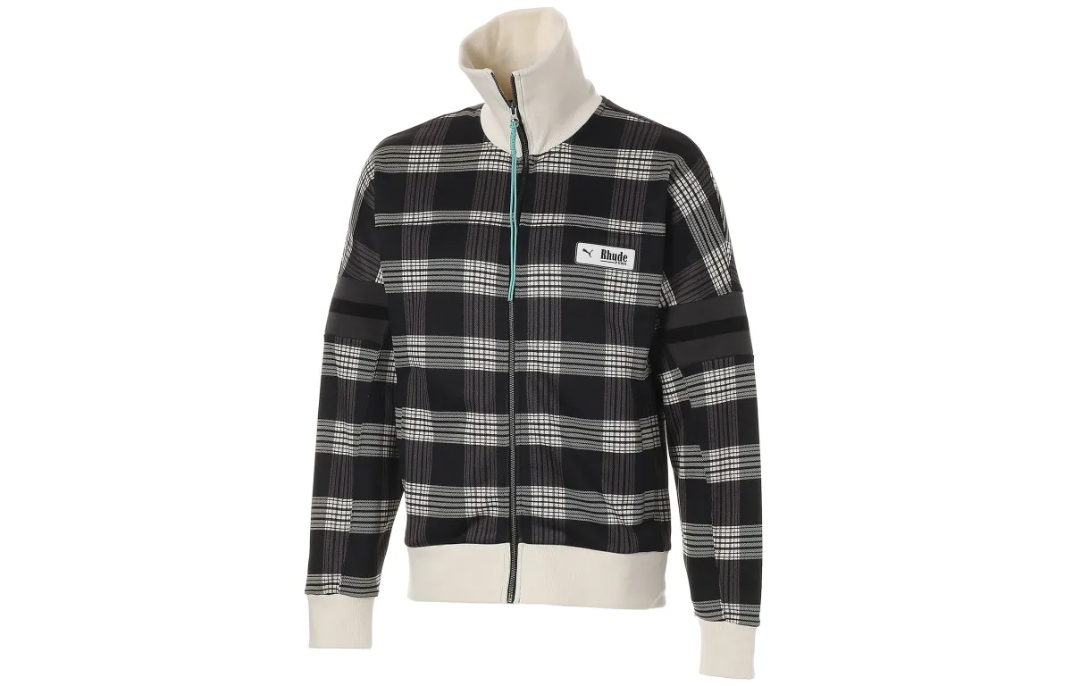 PUMA X RHUDE XTG Knitwear Men's Black White Plaid Turtleneck Moderate Straight Fit