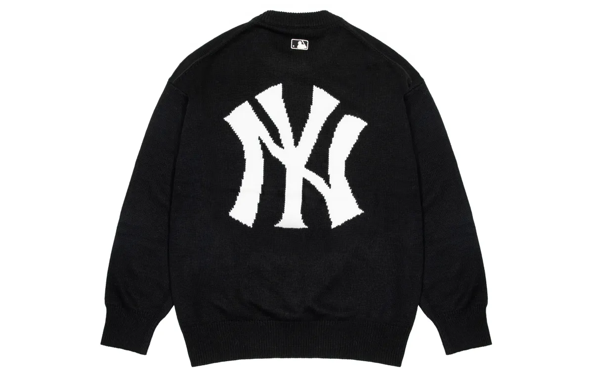 MLB New York Yankees Sweaters Unisex Black Crew Neck Moderate