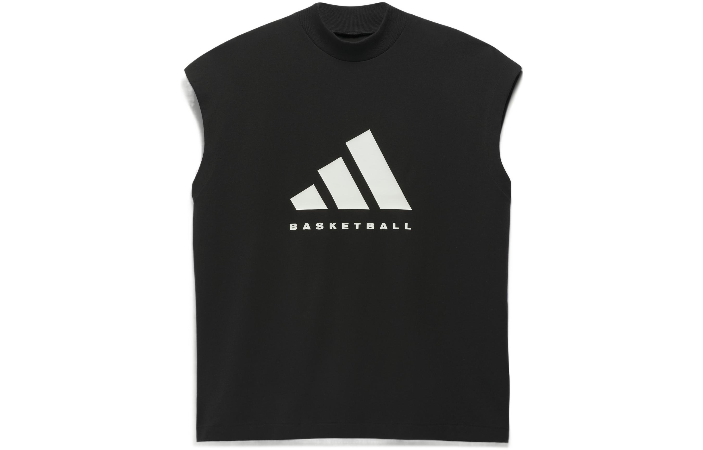 Adidas, retro sports cotton comfortable black vest with a round collar sleevless for men and women, with your logo imprint