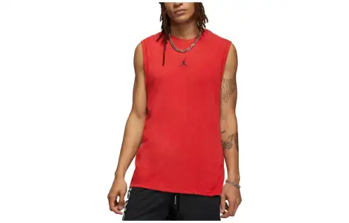 Jordan Tank Tops Men's Red Crew Neck Moderate Other