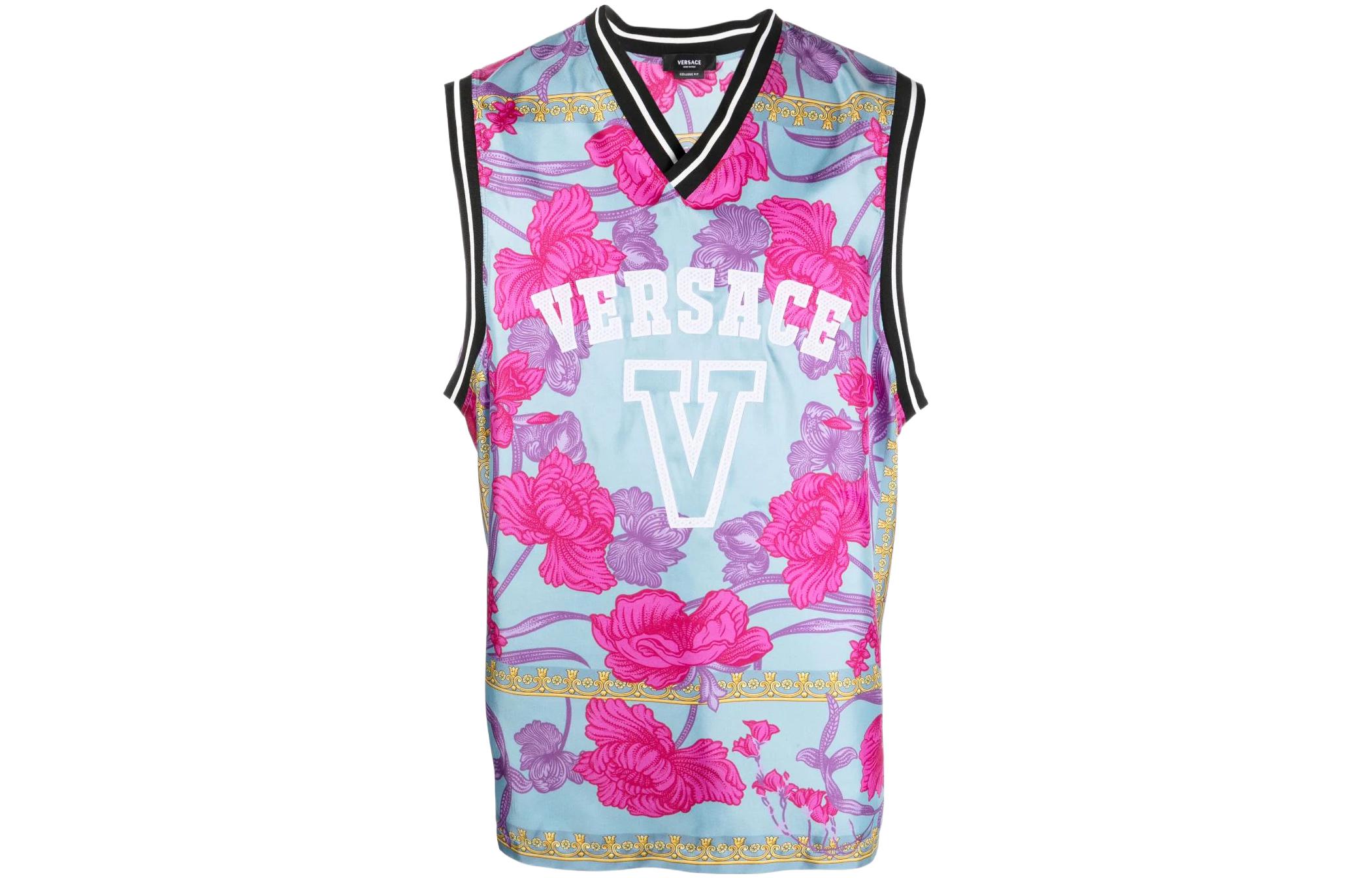 Мужская майка Versace С барочным принтом (голубая)