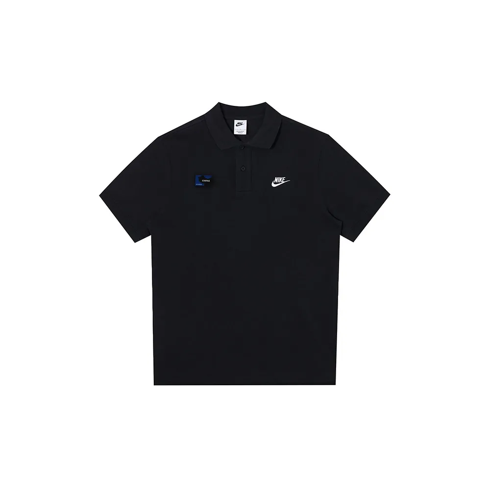 Nike Polo Shirts Men's Black Polo Collar Moderate Straight Fit