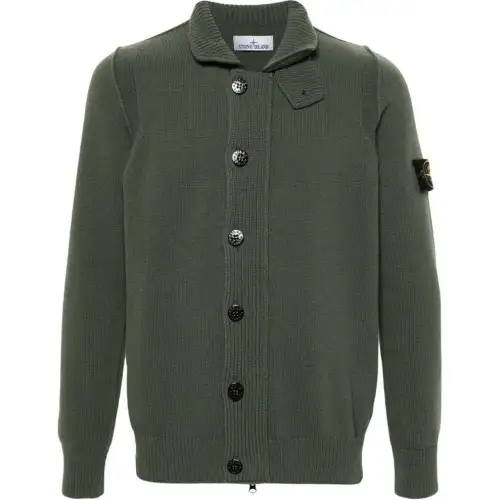 STONE ISLAND High Neck Knitted Cardigan
