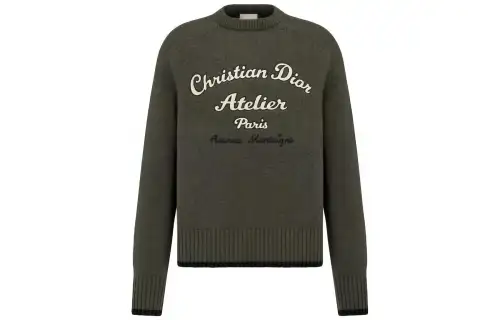DIOR Sweaters Men's Green Crew Neck Moderate Other