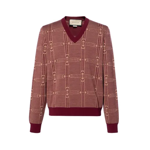 GUCCI Sweaters Men's Red V Neck Moderate Other