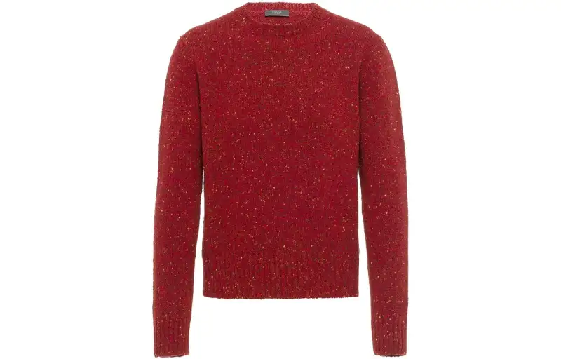 PRADA Sweaters Men's Red Crew Neck Moderate Other