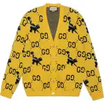 GUCCI Gg And Skunk Jacquard Wool Knit Cardigan