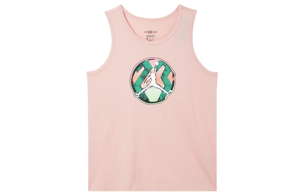 Jordan Tank Tops Men's Pink Crew Neck Thickened And Fleece-Lined Straight Fit