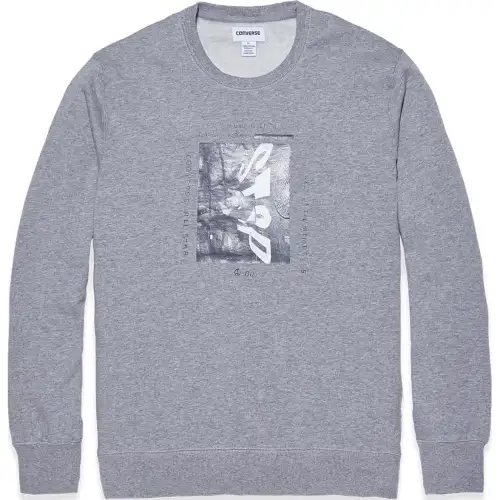 Converse Sweatshirts Men's Gray Crew Neck Moderate