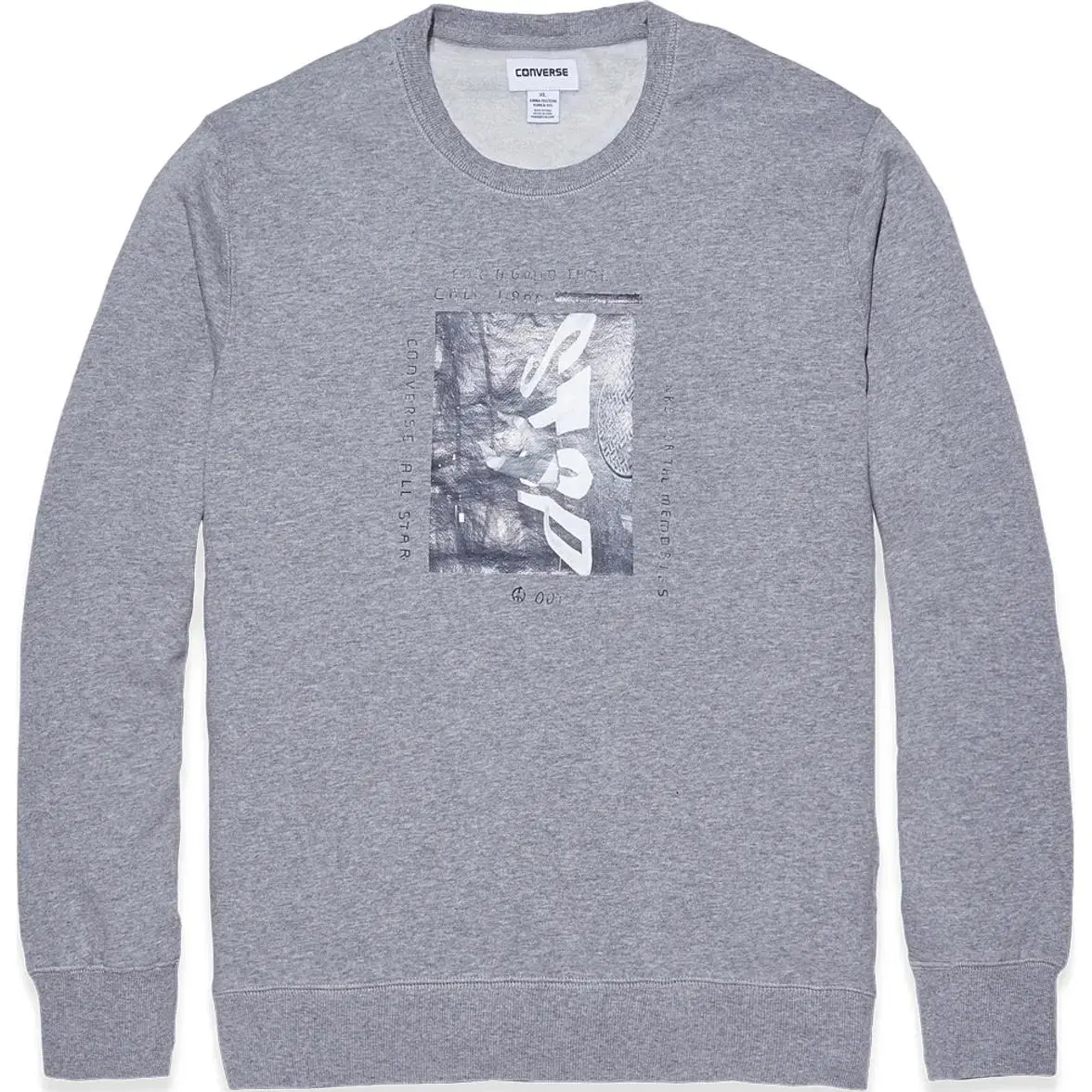 Converse Sweatshirts Men's Gray Crew Neck Moderate Straight Fit