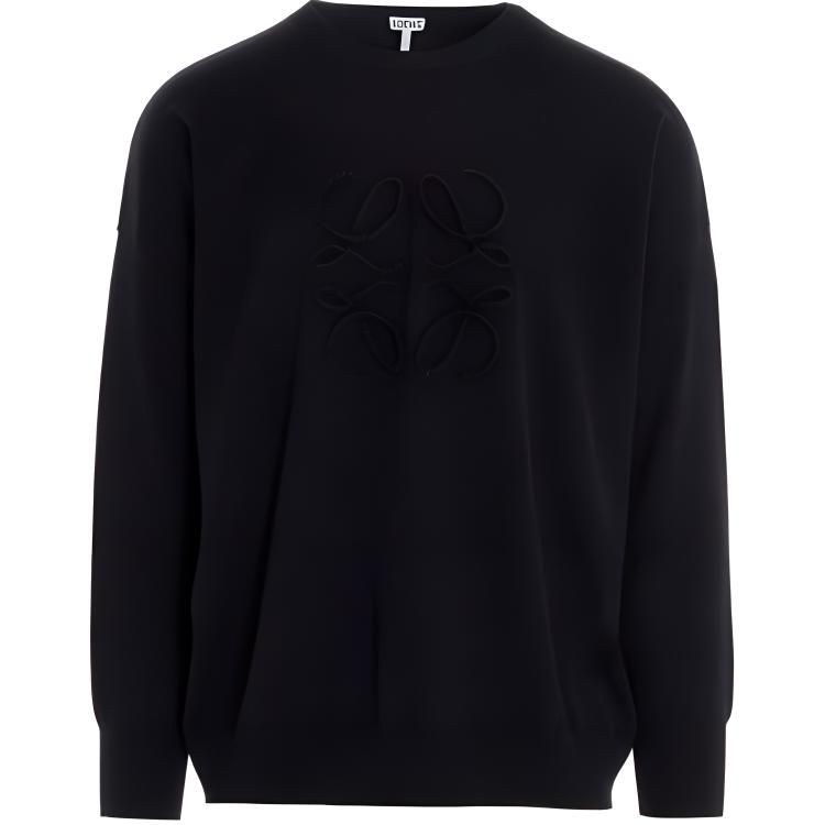 LOEWE Cashmere Sweaters Men's Black Crew Neck Moderate