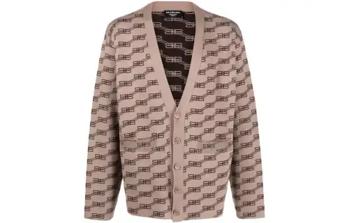 Balenciaga Logo Intarsia Knit Cardigan
