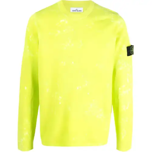 STONE ISLAND Sweaters Men's Neon Yellow Crew Neck Moderate Other