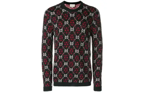 GUCCI Sweaters Men's Red Crew Neck Moderate A Line