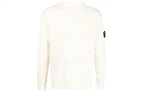 STONE ISLAND Sweaters Men's White Crew Neck Moderate Straight Fit