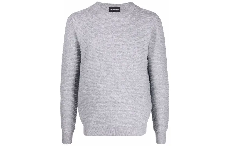 EMPORIO ARMANI Cashmere Sweaters Men's Gray Crew Neck Moderate
