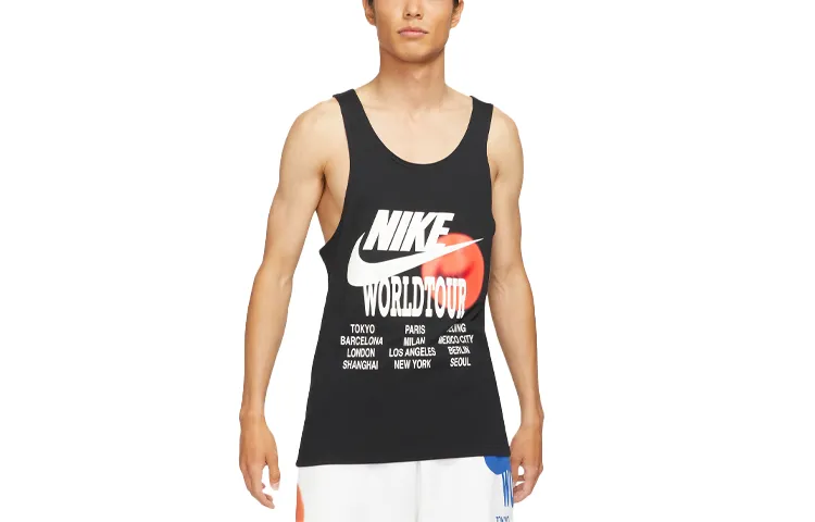 Nike Tank Tops Men's Black Crew Neck Moderate Straight Fit