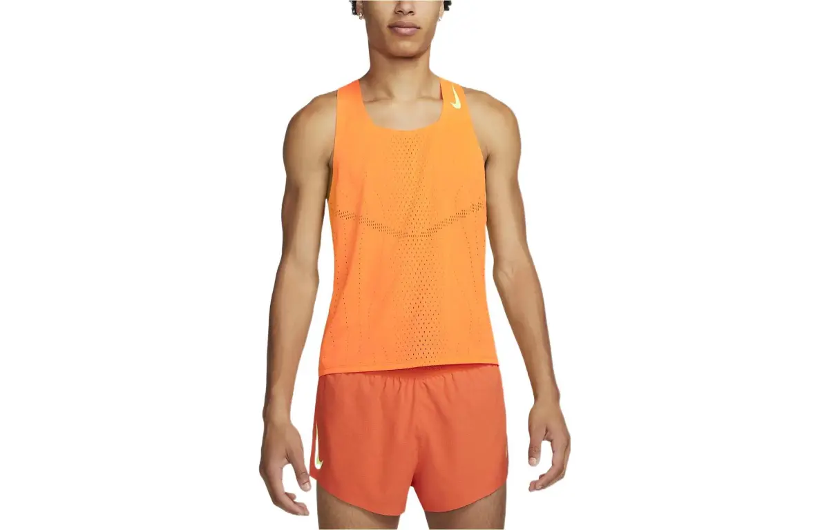 Nike Tank Tops Men's Orange Crew Neck Moderate Straight Fit