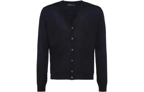 PRADA Sweaters Men's Blue V Neck Moderate Other
