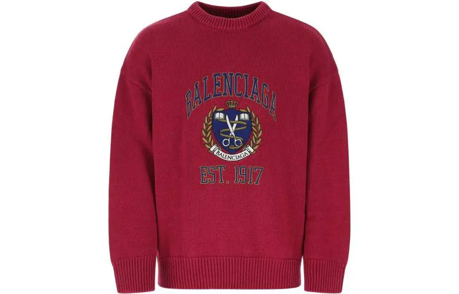 Balenciaga Sweaters Men's Red Crew Neck Moderate