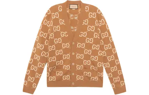 GUCCI Gg Wool Jacquard V Neck Cardigan