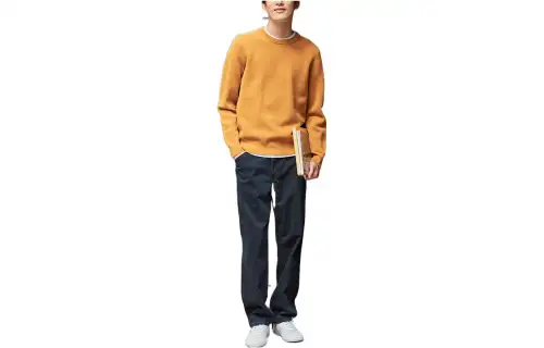 UNIQLO Sweaters Men's Mustard Crew Neck Moderate Other