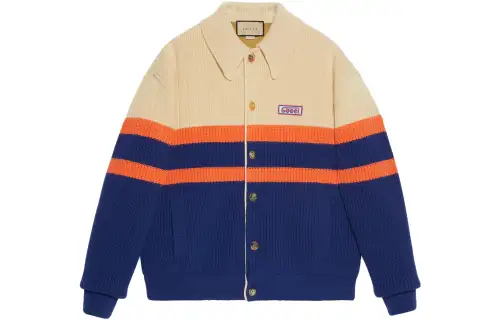 GUCCI Sweaters Men's Blue Lapel Moderate Other