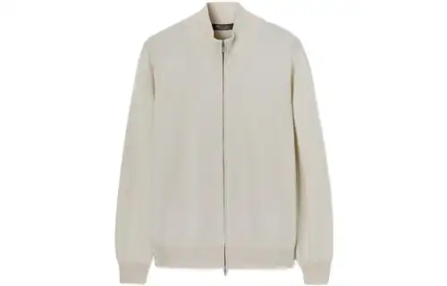 Loro Piana Cashmere Sweaters Men's White Stand Collar Moderate