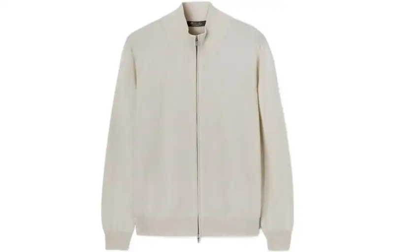 Loro Piana Cashmere Sweaters Men's White Stand Collar Moderate
