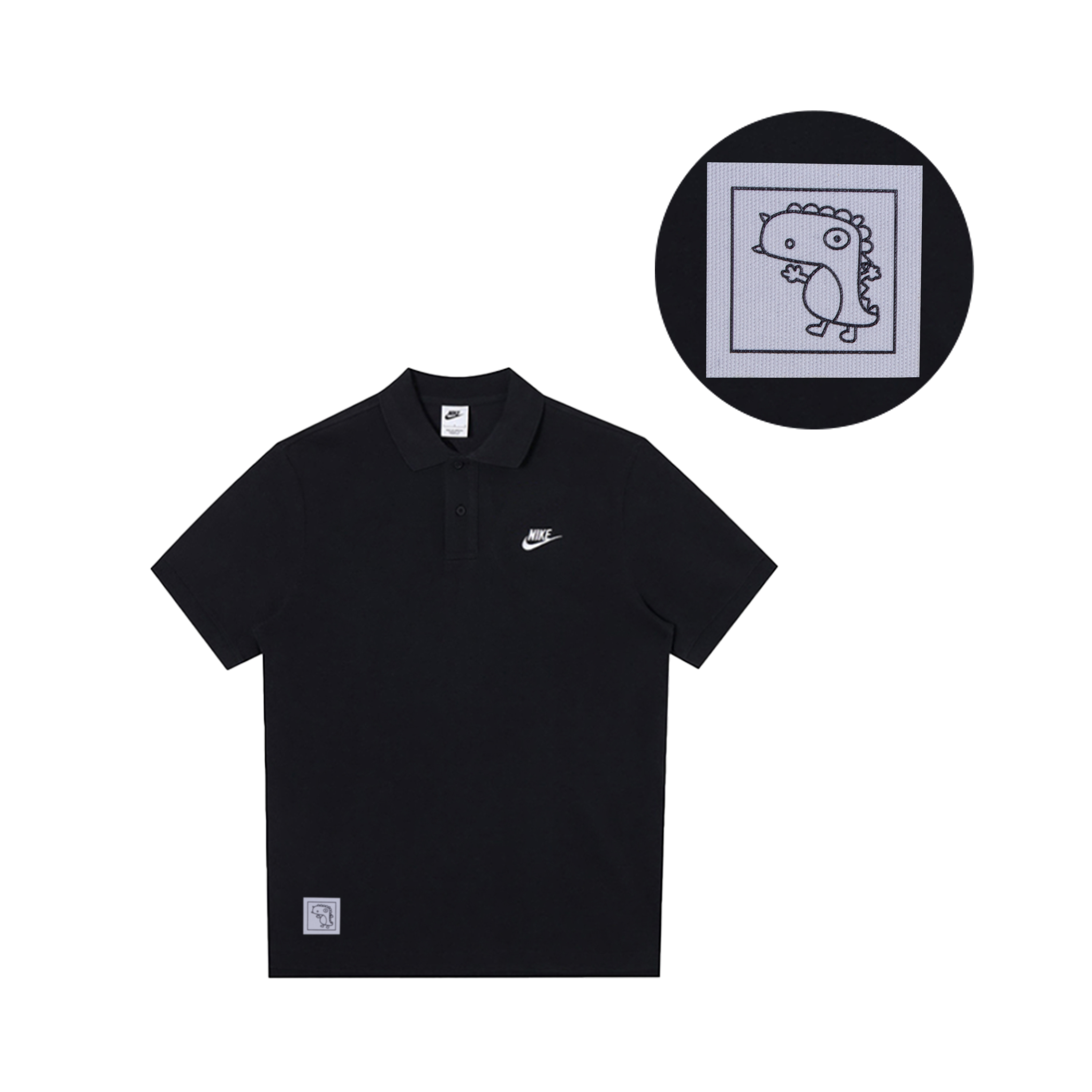 Nike, uniform, cartoon sports black polo for leisure, custom-made, with short sleeve