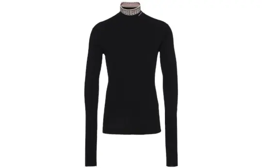 PRADA Logo Intarsia Jacquard High Neck Sweater