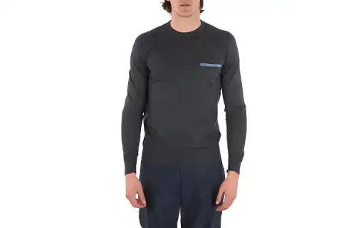 PRADA Sweaters Men's Gray Crew Neck Moderate Other