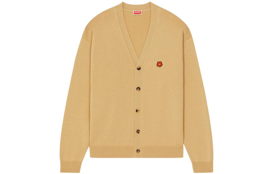 KENZO X Nigo joint model Boke series flower embroidery printed V-neck single-breasted sweater, men's beige
