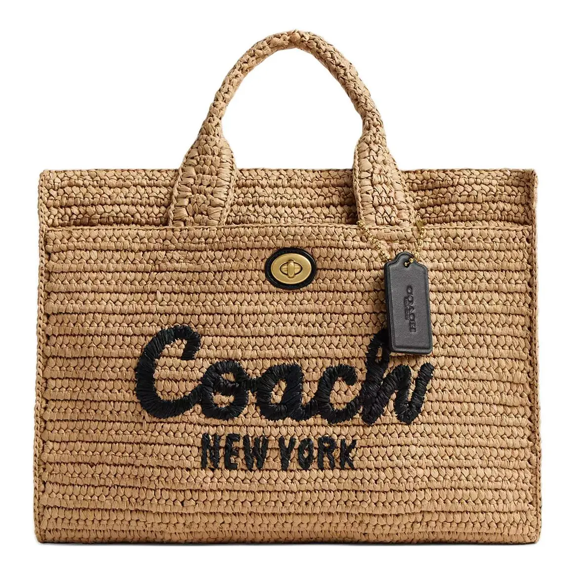 COACH Cargo Paper Tote Bag, Shopping Bag, Shoulder Bag, Handbag Large Women's Brass & Natural Color
