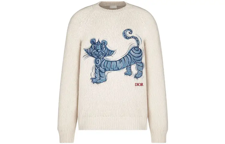 DIOR Quarterly New Products Sweaters Men's White Crew Neck Moderate Straight Fit