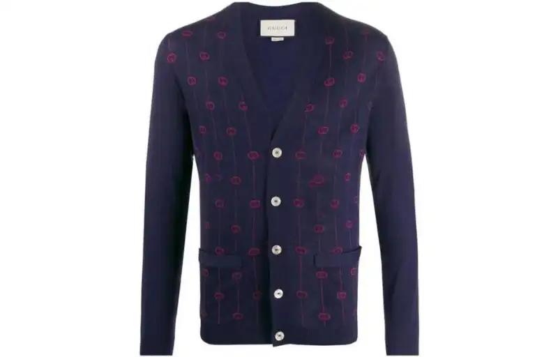 GUCCI Sweaters Men's Blue V Neck Other