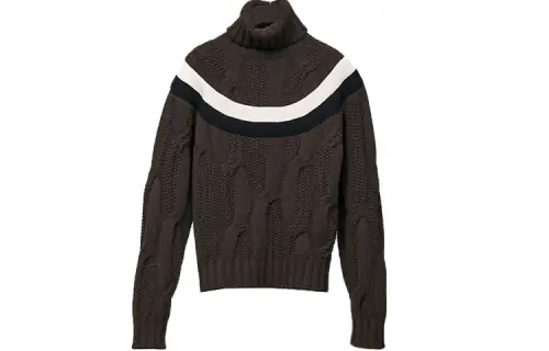 HERMES Cashmere Sweaters Men's Brown Turtleneck Moderate