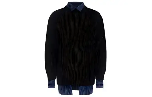 Balenciaga Sweaters Men's Black Lapel Moderate Mock Two Piece