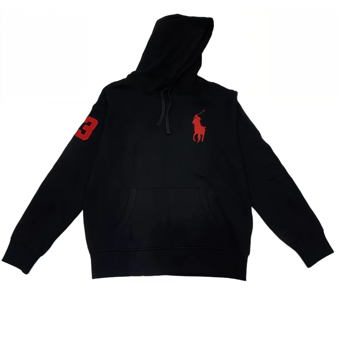 Polo Ralph Lauren FW23 Logo Large Logo Hooded Long Sleeved Fleece Lined Sweatshirt Men's Black
