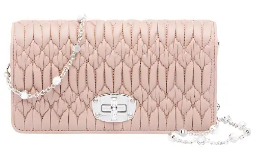 MIU MIU Lambskin Clutch, Shoulder Bag, Crossbody Bag Mini Women's Nude