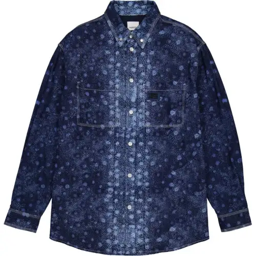 Burberry Shirts Men's Dark Blue Lapel Moderate Other