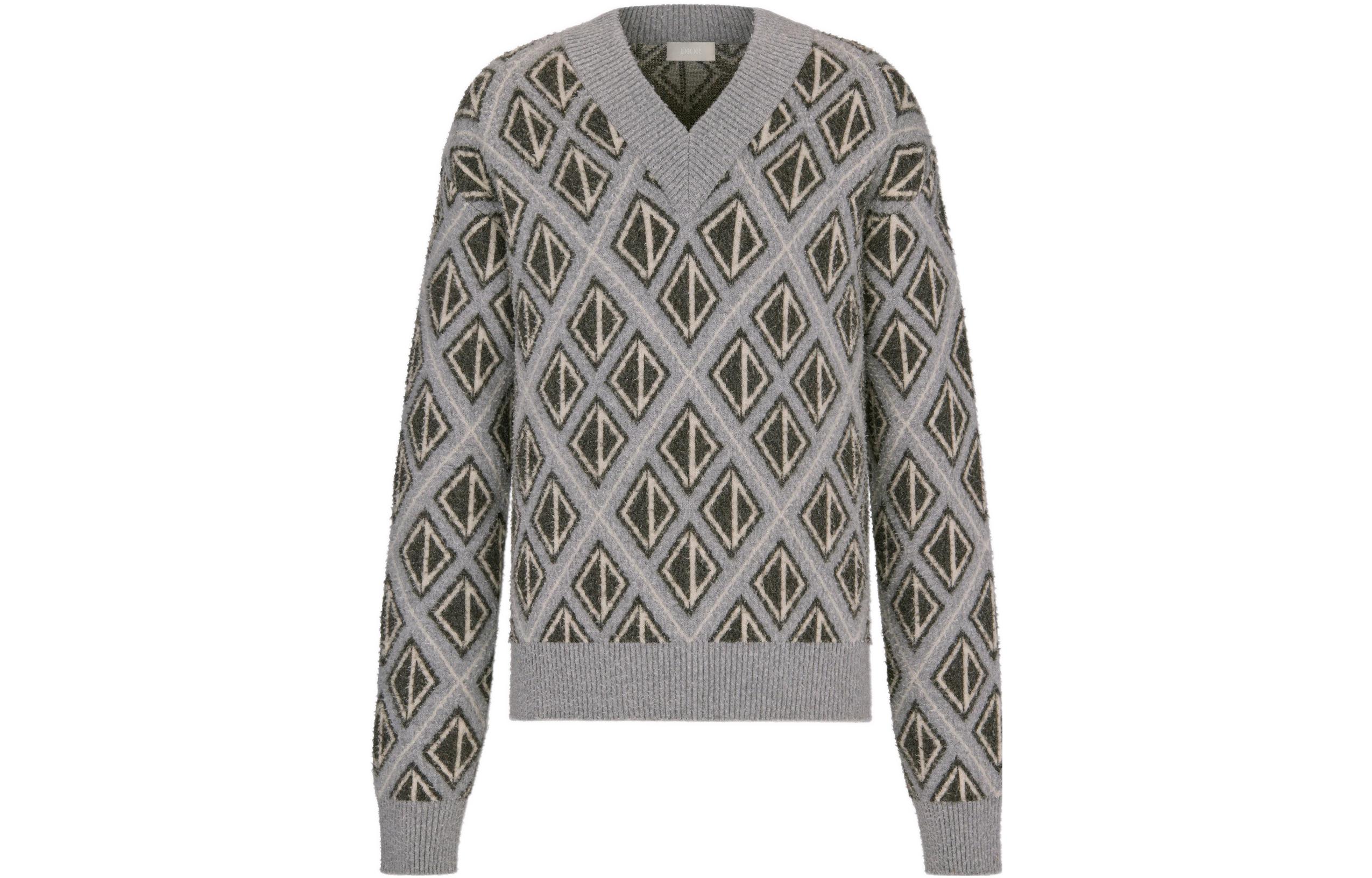 Мужской джемпер Dior V-Neck Rhombus (серый)