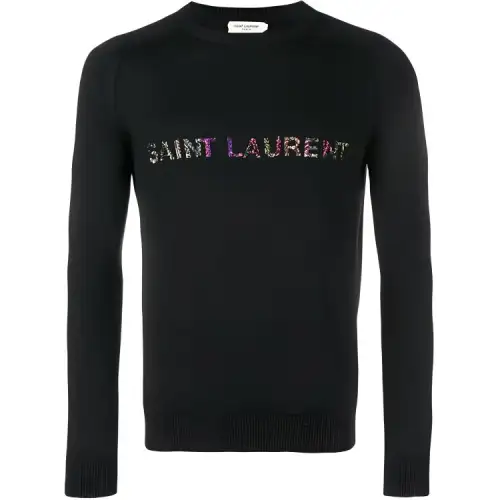 SAINT LAURENT Sweaters Men's Black Crew Neck Moderate Base Layer